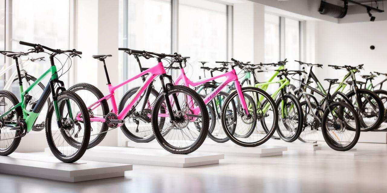 Gamma di biciclette professionali in esposizione